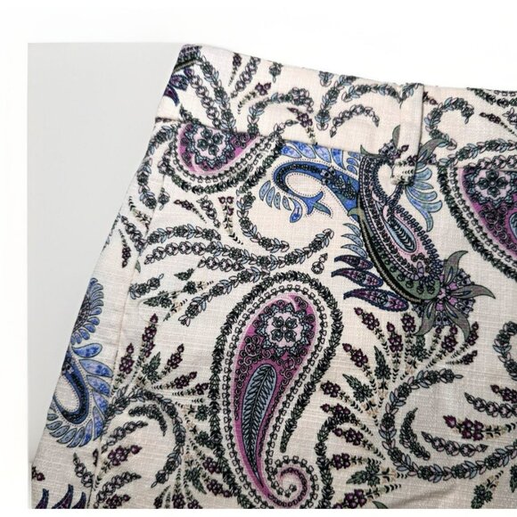 Loft Shorts Womens 6 Cream Paisley Print Summer Casual Day Out Modern Riviera - Picture 3 of 5